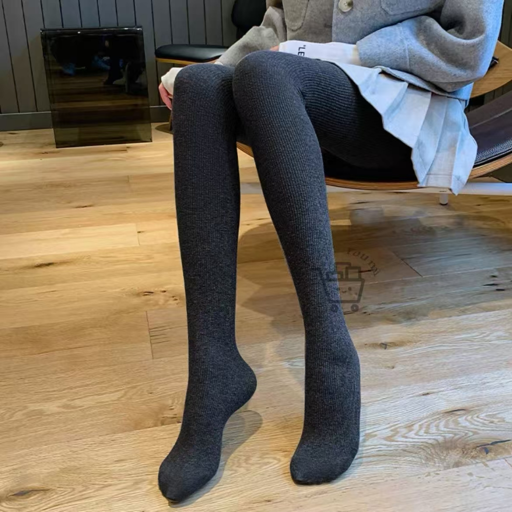 Meias Calças Quentes Femininas Outono Listra Vertical Leggings Inverno Algodão Velo Meia-Calça Meias Mulher Lolita Colla
