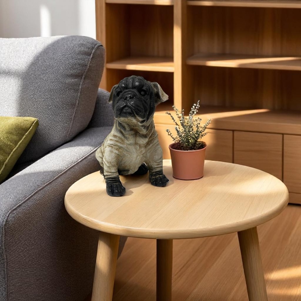 Cachorro Pug Gesso Decoração Enfeite Realista Estatua Sala Quarto Escritório Moderno Pet