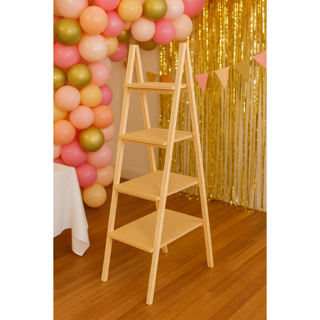 Escadinha De Festa 135 cm Madeira 4 Andares Porta Doces E Lembrancinhas