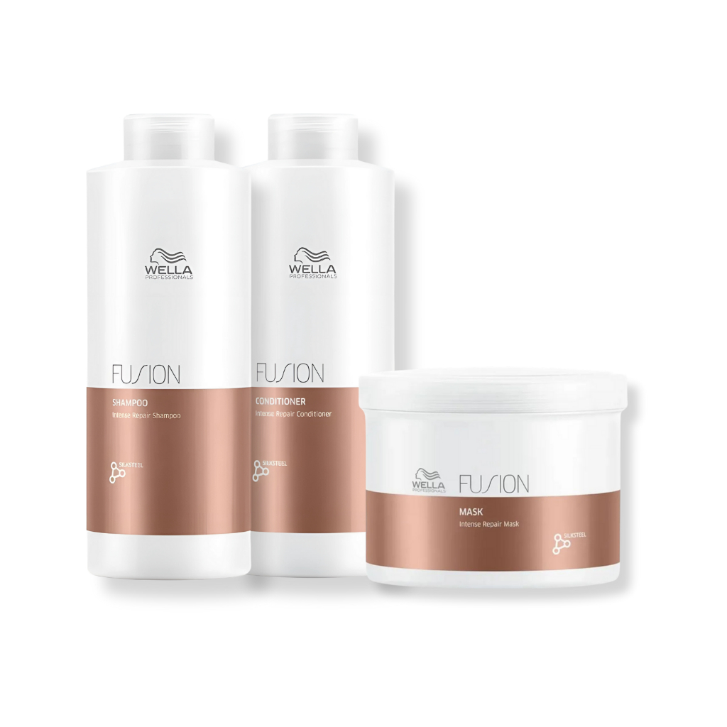 Kit Wella - Shampoo 1L , Condicionador 1L e Máscara 500g Fusion em Oferta na Shopee