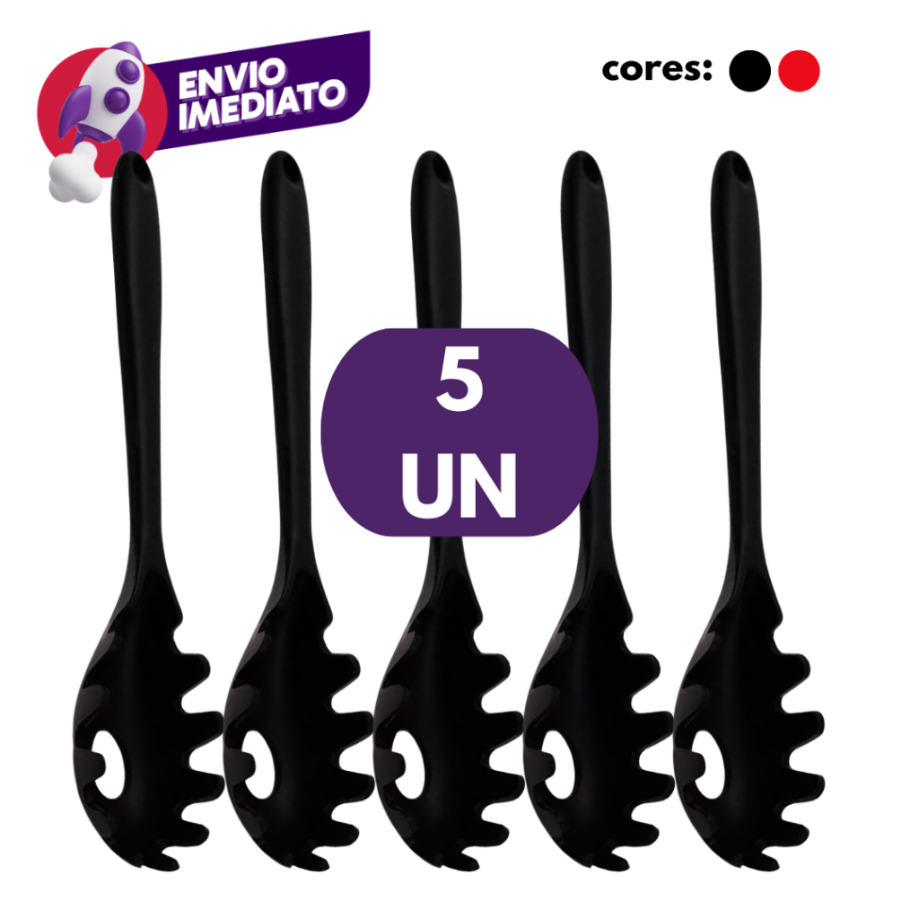 Kit Pegador Massa Macarrão Silicone Maciço Utensílio Cozinha Não Risca Panela C/02, 03 Ou 05Un.