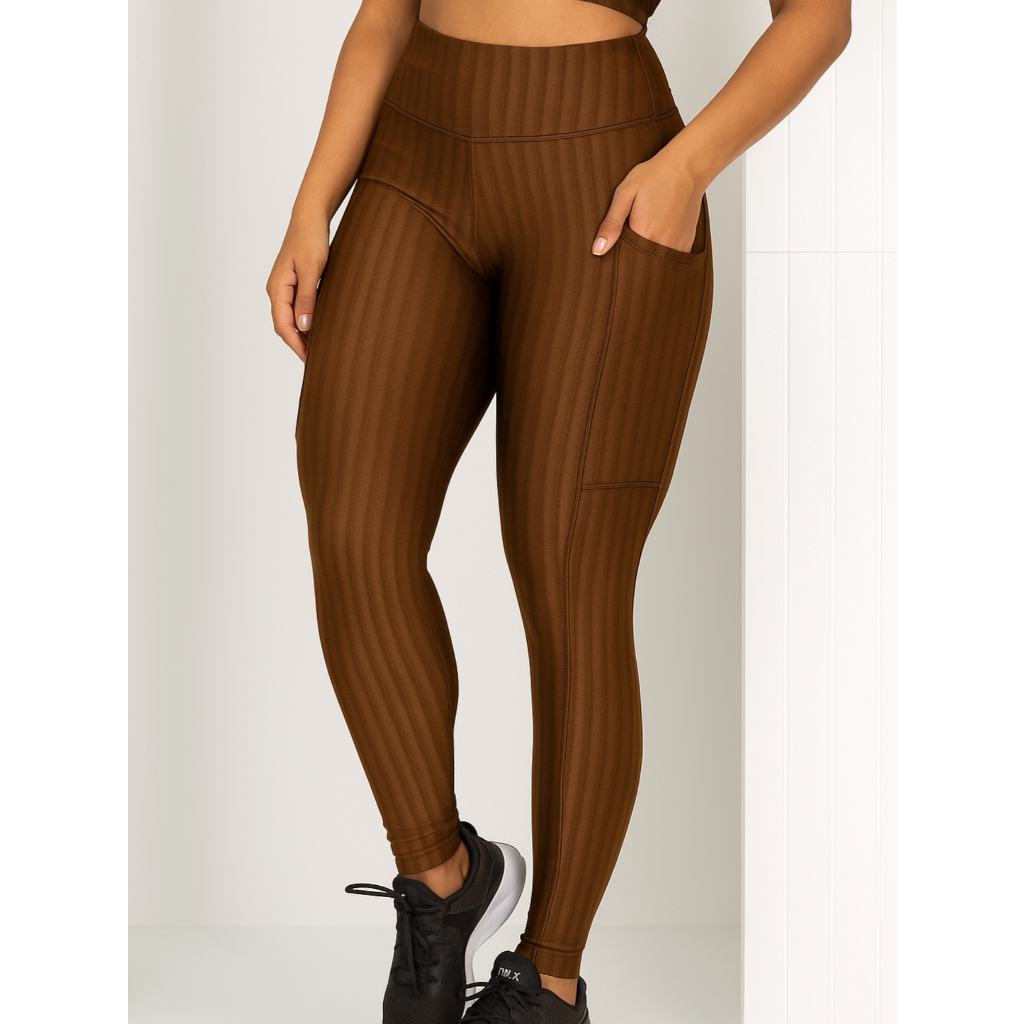 Calça Legging Feminina Poliamida 3D com Bolso Lateral Academia Pilates Ioga Caminhada Fitness