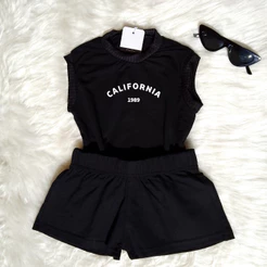 Conjunto Blogueirinha 2 ao 16 anos Roupa Infantil Juvenil Menina - blusa e short malha 100% algodão