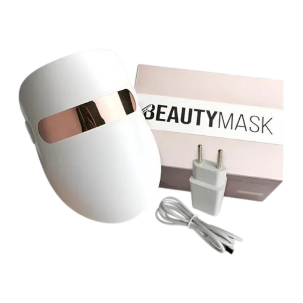 Máscara Facial LED 3 Cores Profissional Rosto Tratamento Facial Estética Clínica Anvisa Estek em Oferta na Shopee