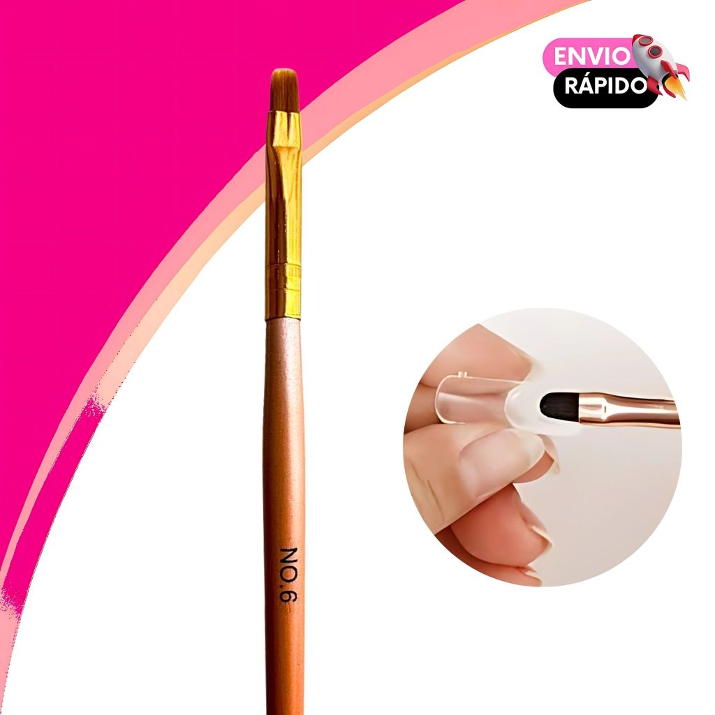 Pincel Língua de Gato n°06 Para Unhas Acrigel Fibra Gel Nail Designer