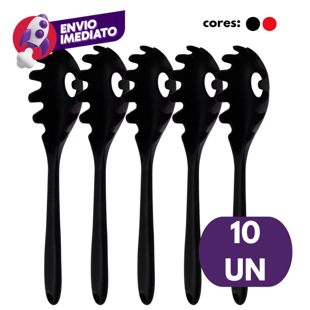 Kit Pegador Massa Macarrão Silicone Maciço Utensílio Cozinha Não Risca Panela Multiuso C/08 Ou 10Un.