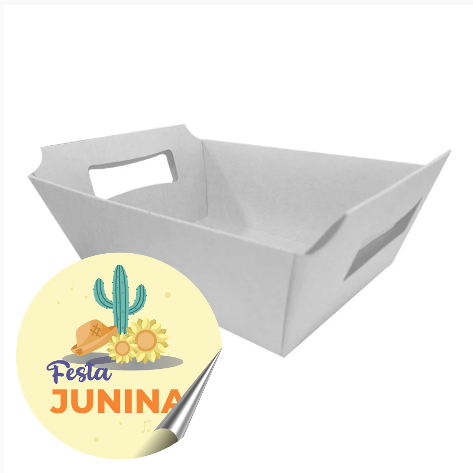 CESTINHA PAPEL BRANCO, M 17x13cm; 10 unid - Páscoa; Cesta de Chocolate; Café da manhã; Dia dos namorados; festa junina