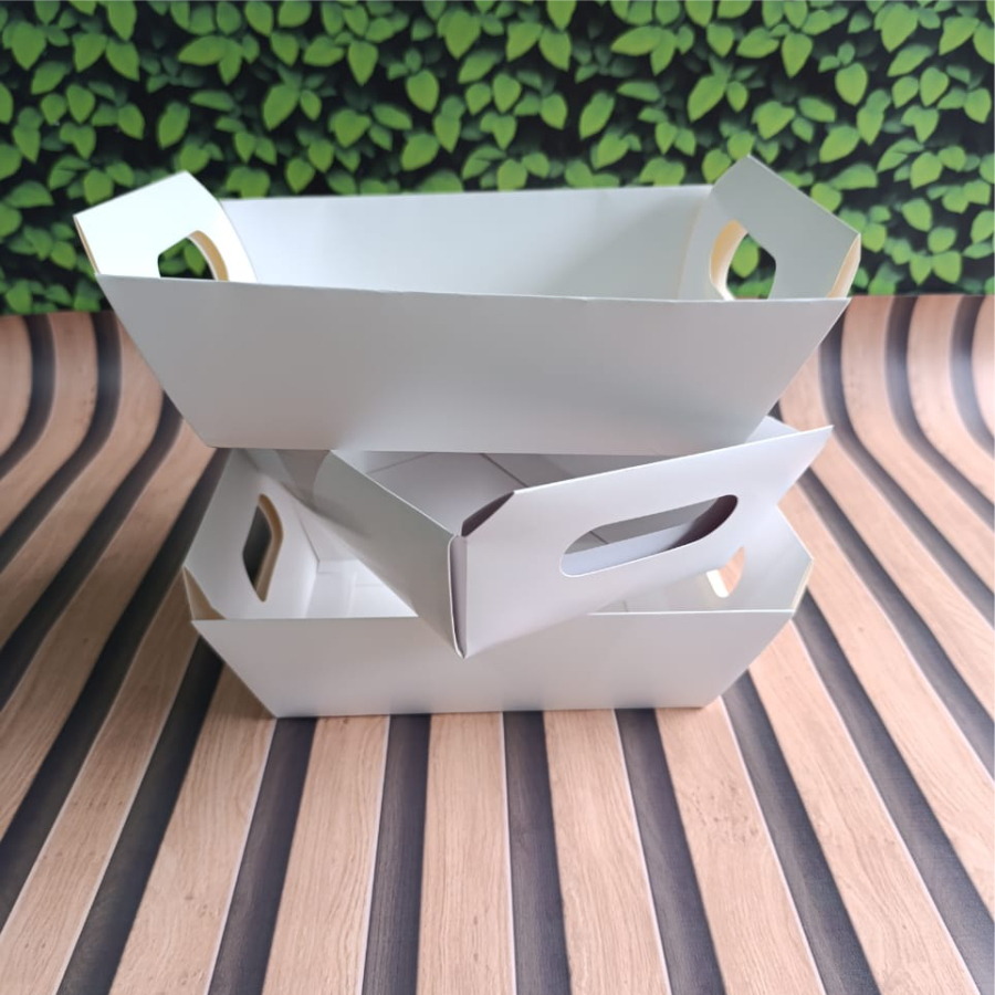 CESTINHA DE PAPEL BRANCO, 20 unidades; P 14x10cm Páscoa; Cesta de Chocolate; Café da manhã; Cesta para doces