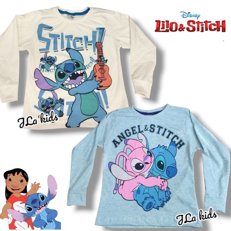 Camiseta Stitch infantil m.longa 100% algodão infantil