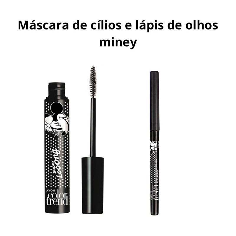 Máscara De cílios Color Trend Super Long Disney e Delineador preto Avon em Oferta na Shopee