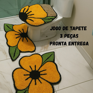 Jogo de Tapetes para Banheiro 3 Peças Frufru | Artesanal, Decorativo e Antiderrapante em Oferta na Shopee