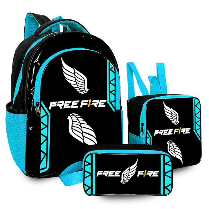 Mochila Kit escolar masculino - free fire - mochila grande - cabe livros e cadernos - reforçada em Oferta na Shopee