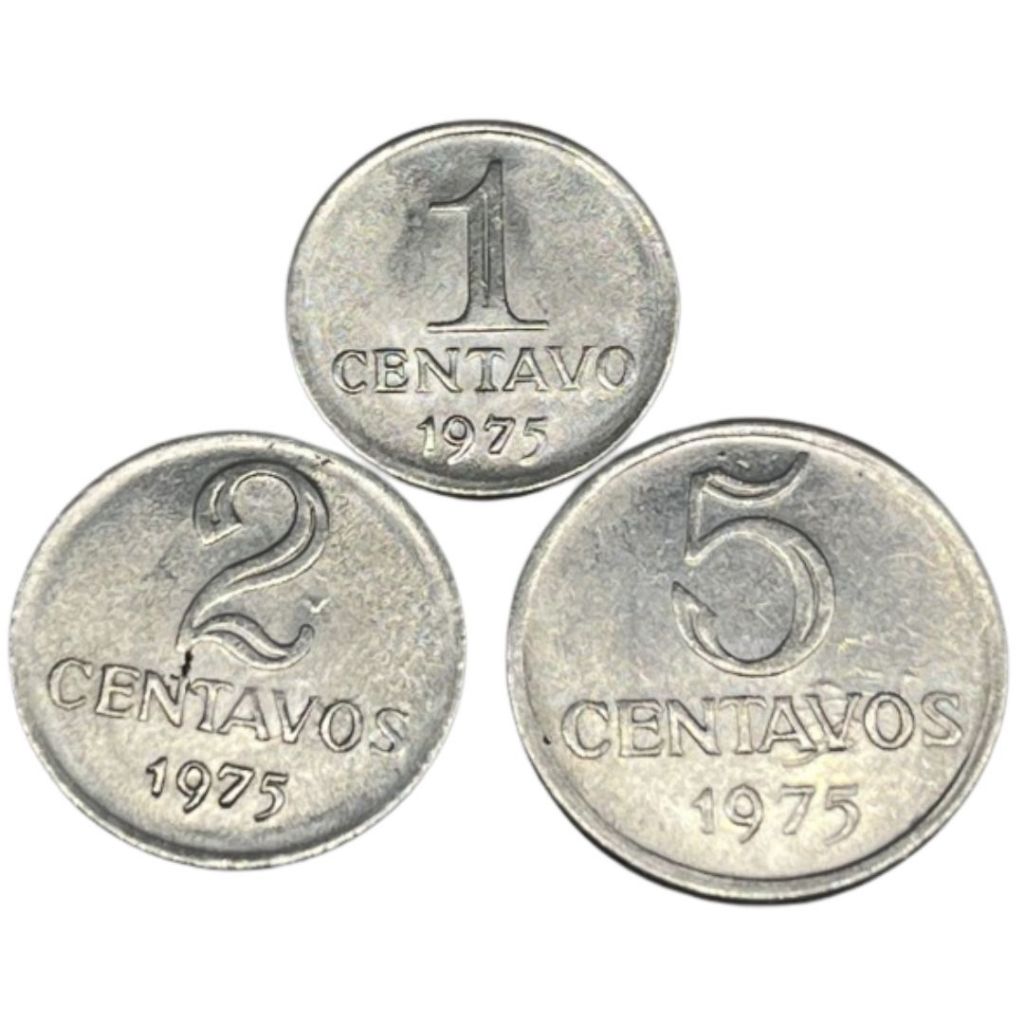 Moedas do Brasil - 1, 2 ou 5 centavos de 1975 - Efígie