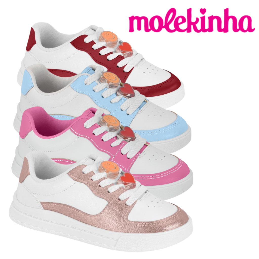 Tenis Infantil Menina Molekinha Napa Original Emojis Smile Botons