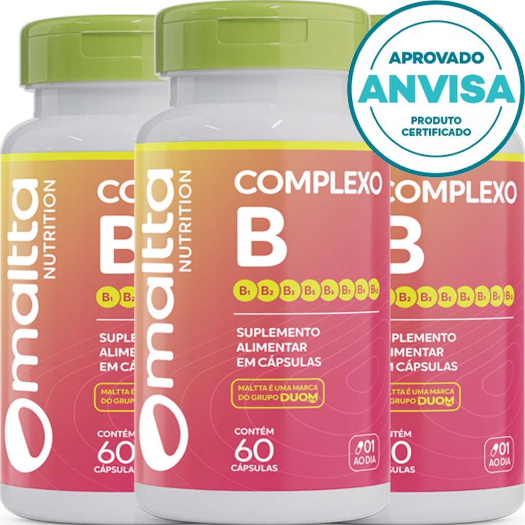 KIT 3x Complexo B ( B1 B2 B3 B5 B6 B7 B9 B12 ) - 60 Cápsulas 400mg - DUOM em Oferta na Shopee