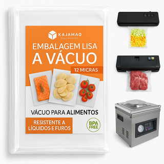 Saco Embalagem a Vácuo Kit com 100 Unidades para Seladora Camara e Com bico de Sucçao Conserva Alimentos BPA Free