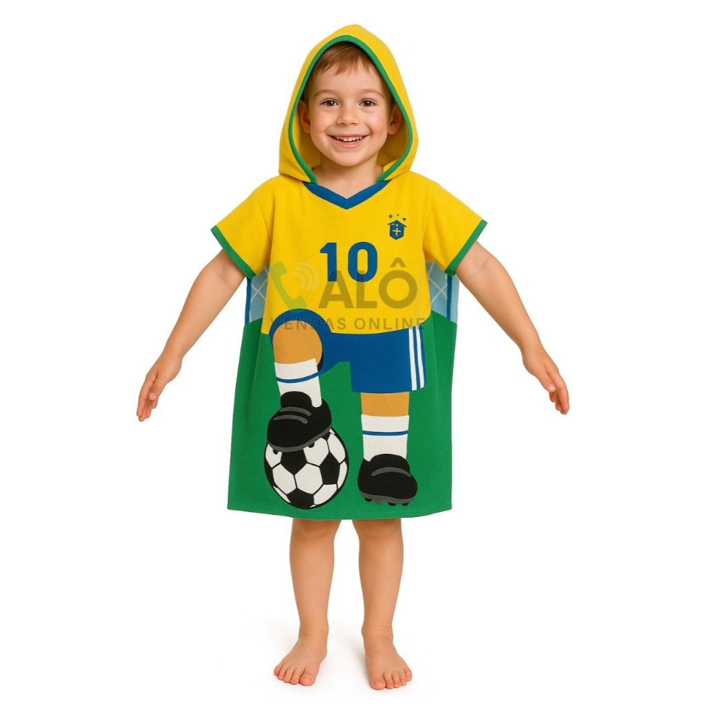 Toalha Poncho Infantil Com Capuz Saída Praia Piscina Banho Unissex!