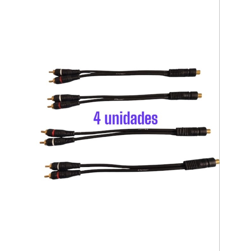 Kit 4 Cabos Automotivo Y 2 Machos 1 Fêmea Pontas Blindadas