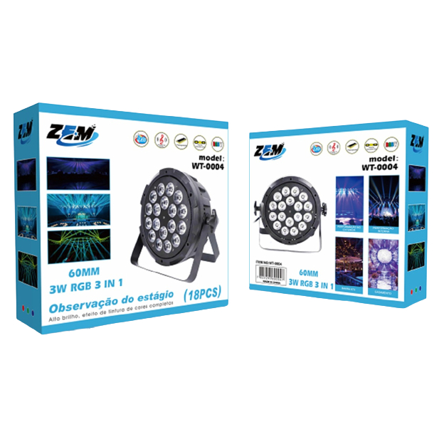 Parled Rgbw 64 Slim 18 Leds De 12w Dmx Quadriled Canhão de Luz 4 em 1