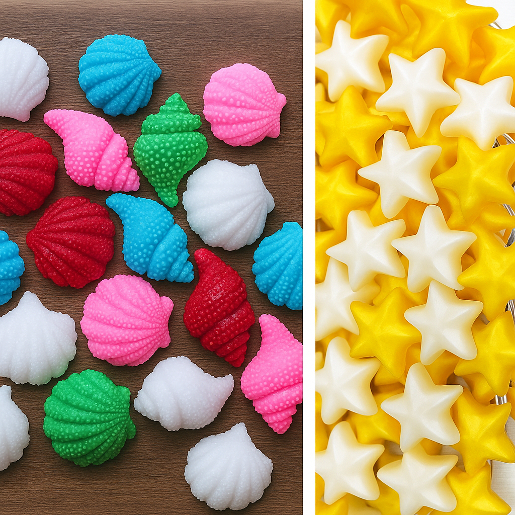 Kit 100 Lembrancinhas Fundo do Mar 50 Conchinhas+50 Estrelinha Sabonetes Perfumados Cha de Bebe