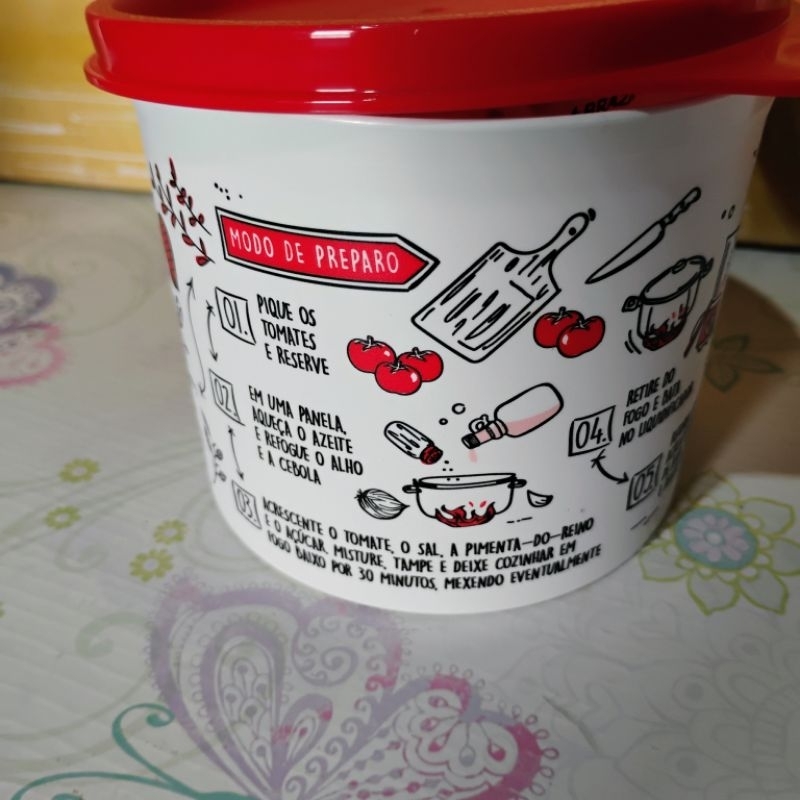 Redondinha tupperware 500ml molho de tomate linha receitas linda estampa