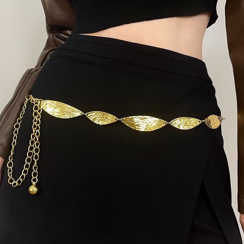Cinto Corrente Folhas De Cintura Metal Estilo Étnico Vintage Boêmio Moda Punk