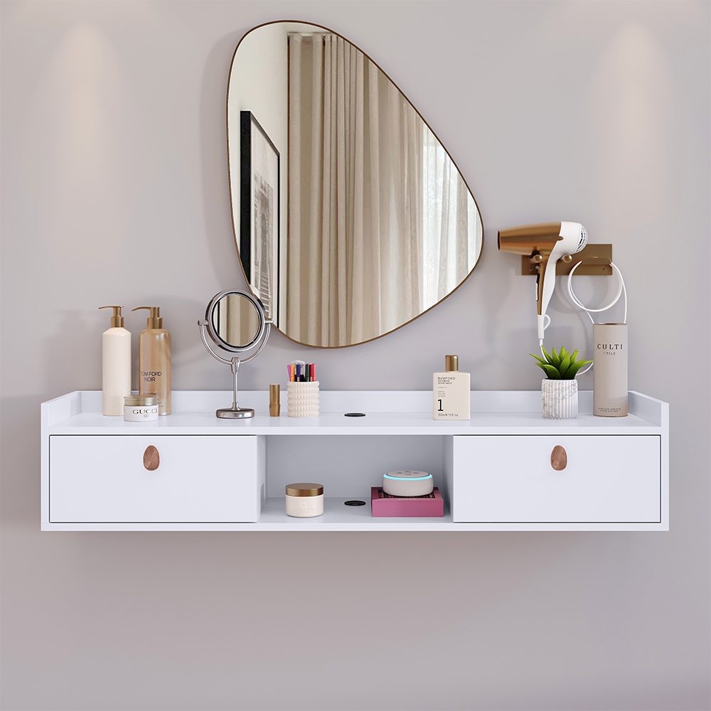 Penteadeira Com Gaveta 100CM Console Camarim Com Corrediças Metalicas - Varias Cores