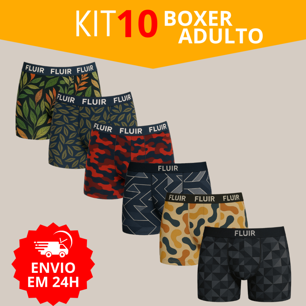 Kit 10 Cueca Boxer Masculino Box Microfibra Adulto