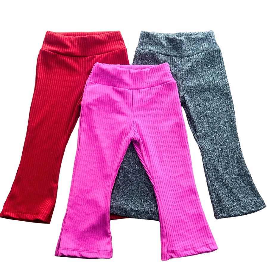 Kit 3 Calças Flare Bebê Canelada em Oferta na Shopee