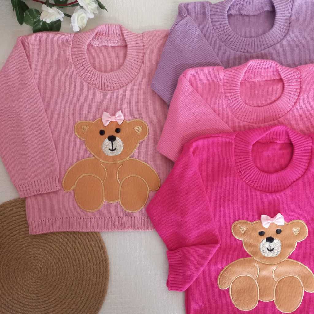Blusa Bebê em Tricô Suéter/Menina em Oferta na Shopee
