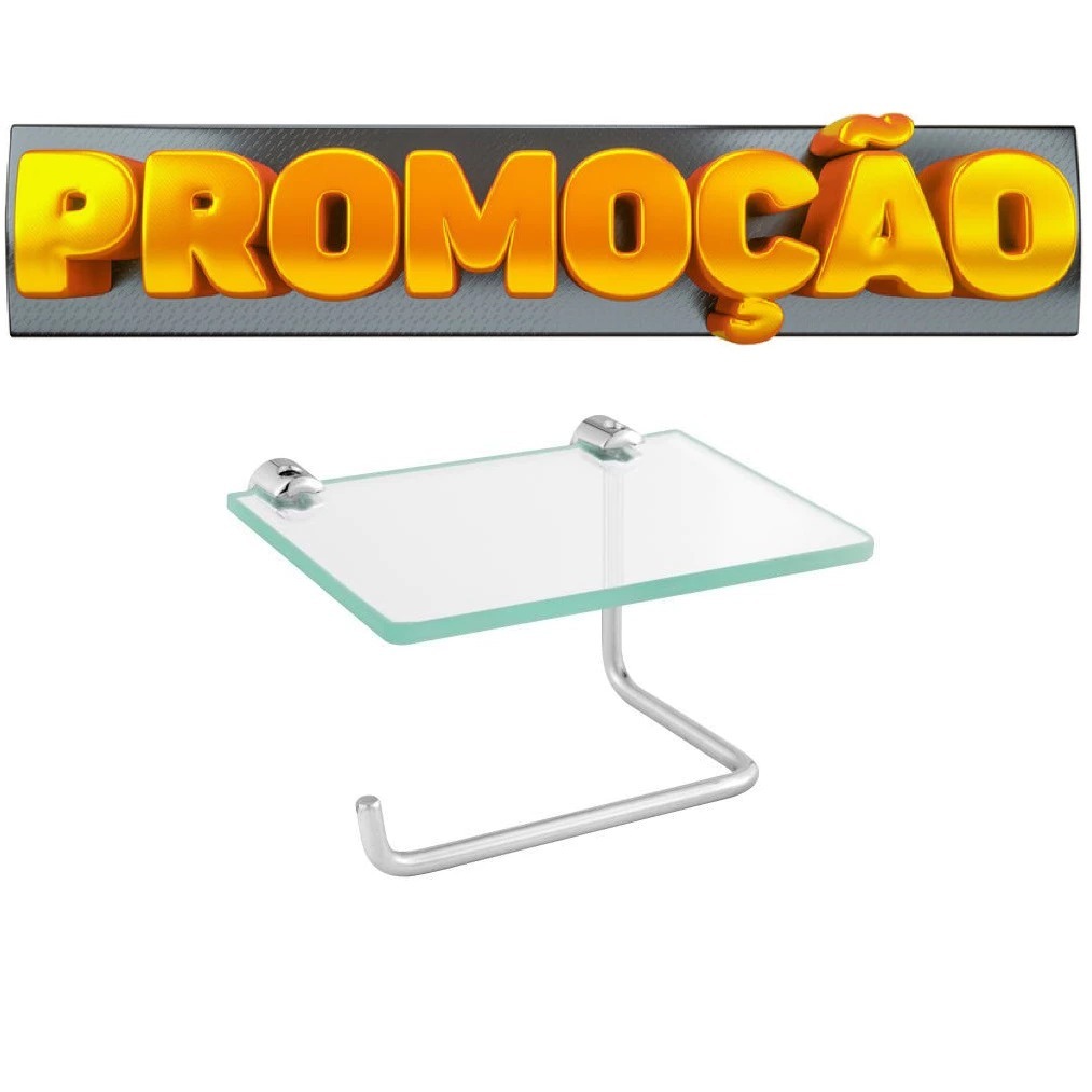 Papeleira Porta Papel Higiênico Com Prateleira Vidro Para Celular ou Decoração - Luxo Banheiro