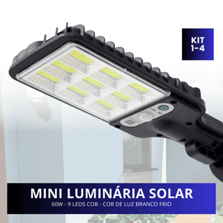 Mini Luminária Solar 9 Cob Poste Rua Parede Refletor Quadrada Prova D'Água Sensor Presença Movimento em Oferta na Shopee