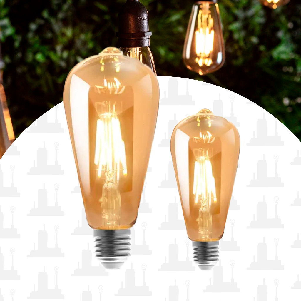 Kit 2 Filamento led st64 4w E27 2200k Bivolt lampada Vintage Retro LED FACTORY