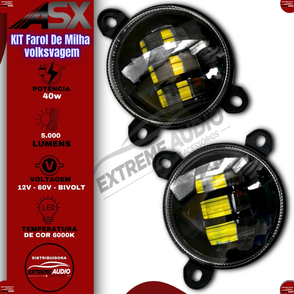 Kit Farol De Milha Vw G5 12V Asx  Universal Alta Iluminação