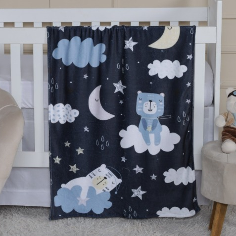 Manta Cobertor Infantil Bebe Estampada 1,0mX0,75 Para Berço
