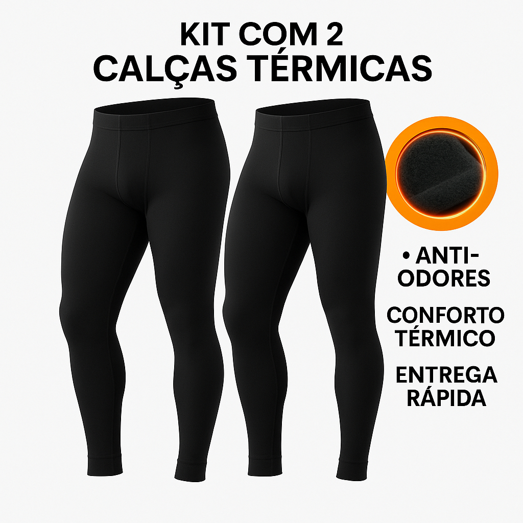 Kit 2 Calças Térmica Masculina Roupa De Frio Intenso Segunda Pele Respirável Resistente