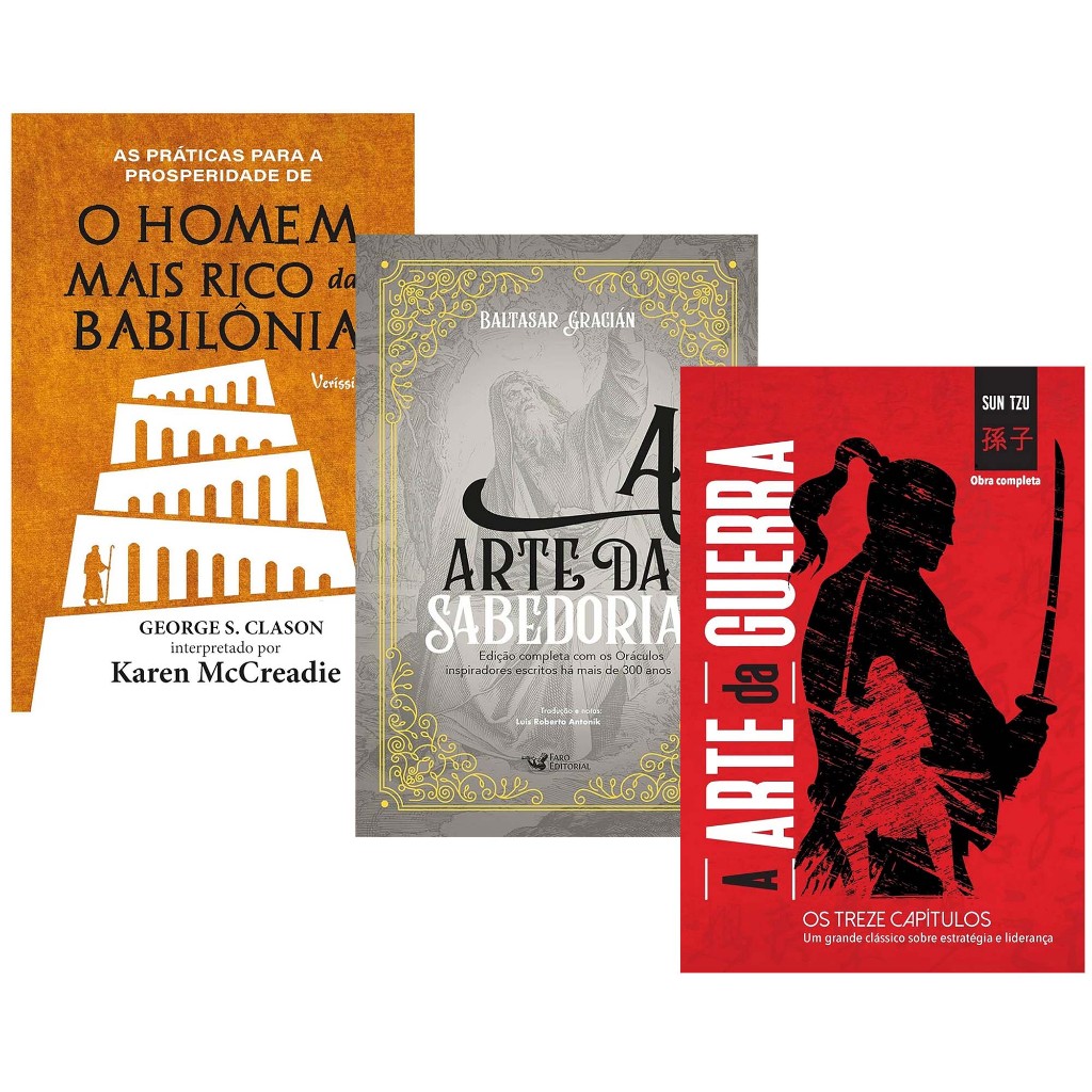 Kit Livro A Arte da Guerra + O Homem mais rico da Babilônia Editora Veríssimo + A Arte da Sabedora