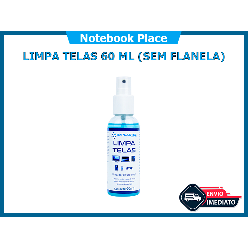 Limpa Telas Implastec Clean 60ml Limpador Tela Celular Monitor Tv Limpa Óculos Remove Mancha