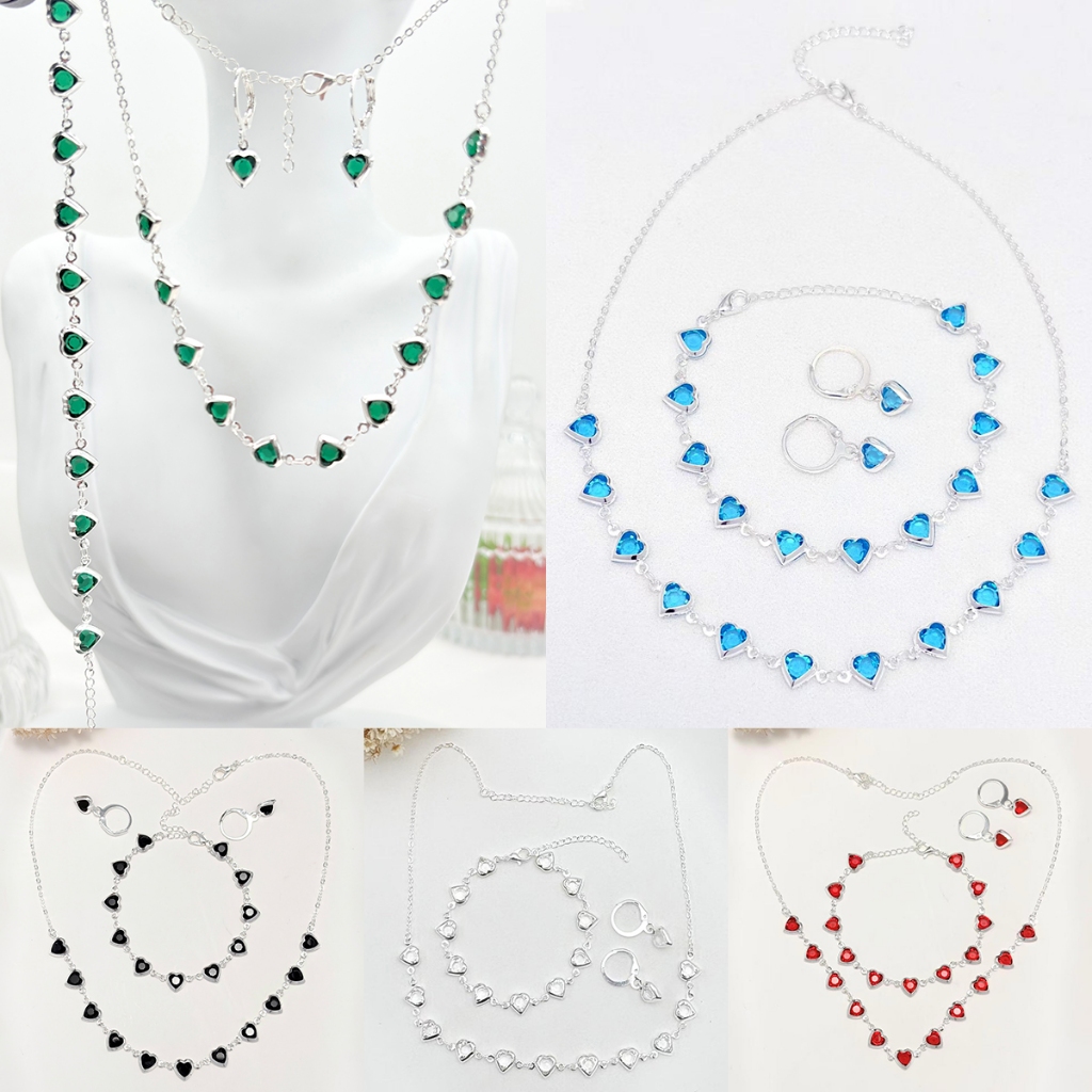 Conjunto de colar e brincos com pulseira de cristal zircônia, elegante e moderno para mulheres em Oferta na Shopee