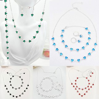 Conjunto de colar e brincos com pulseira de cristal zircônia, elegante e moderno para mulheres