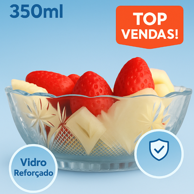 Jogo 6 Taças de Vidro Design Elegante Ideal Para Sobremesa 350Ml