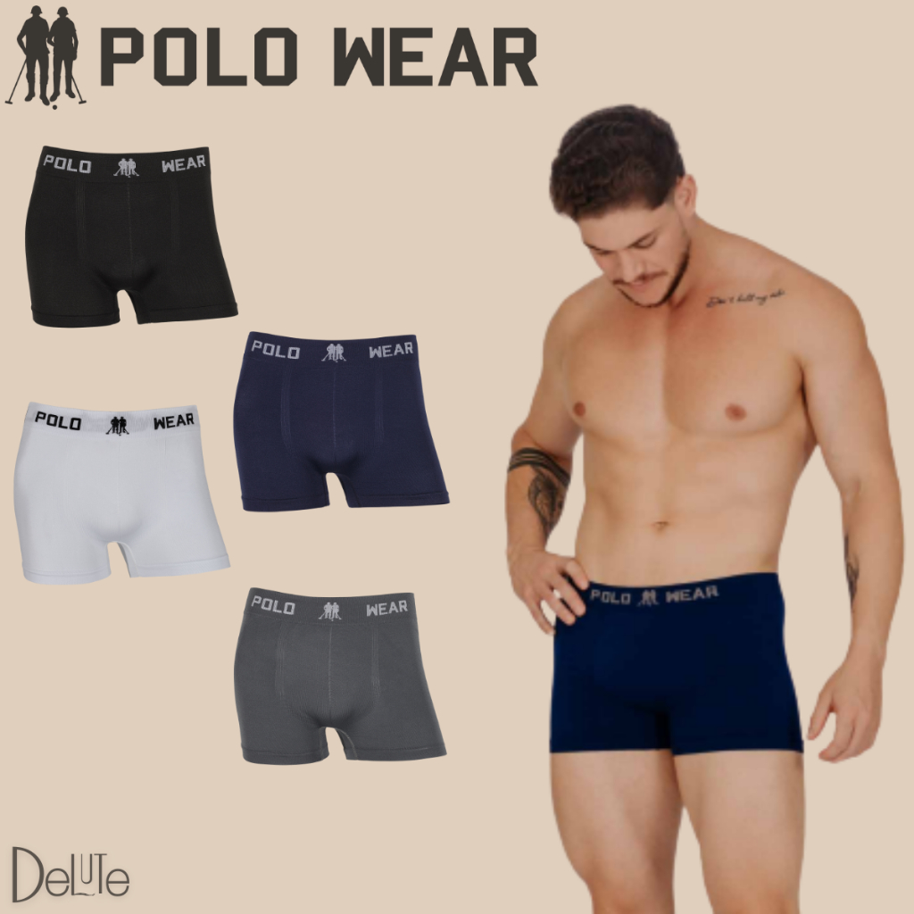 Kit 12 Cuecas Polo Wear Boxer Masculina Microfibra Lisa Conforto, Qualidade e Cores Básicas - Men Clothes