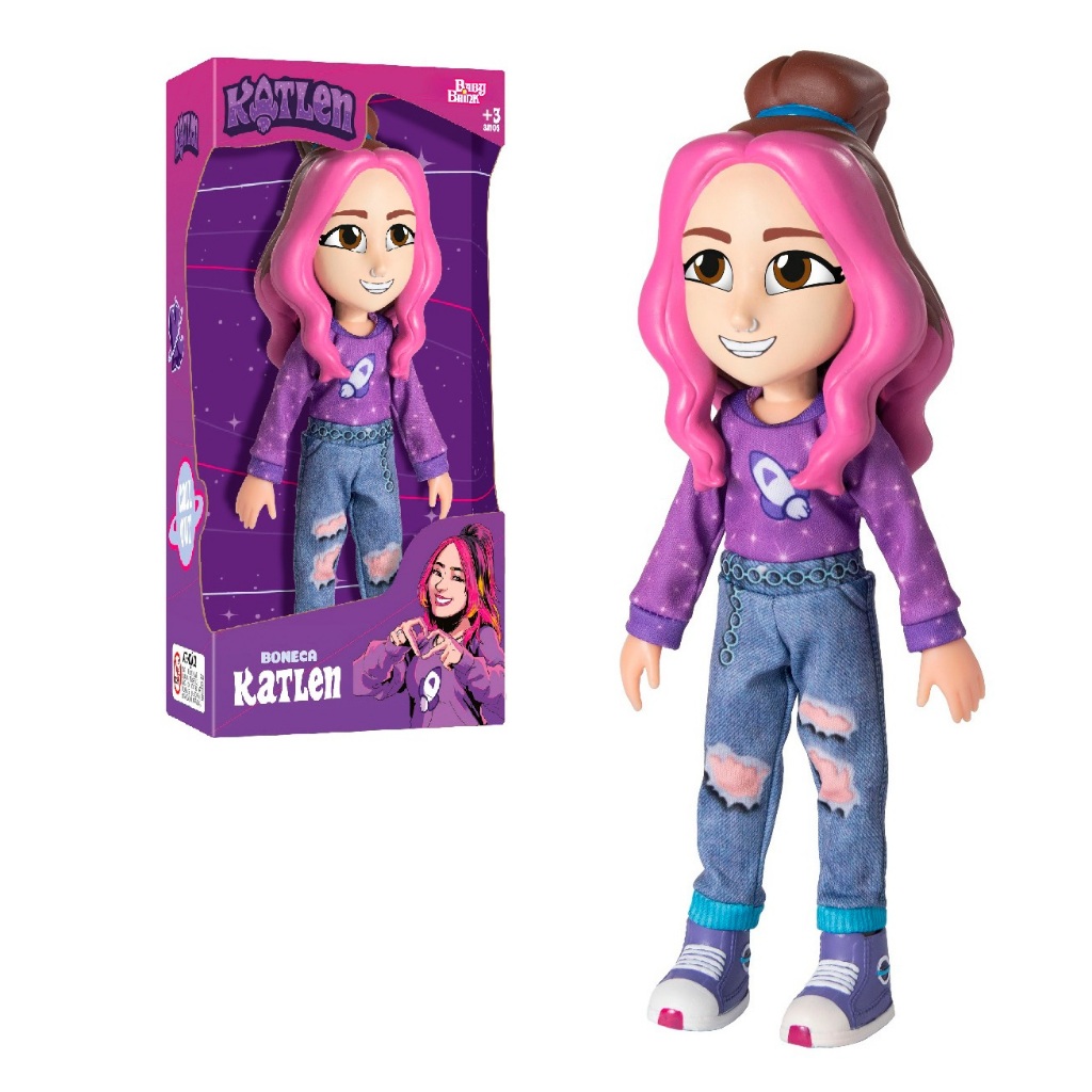 Boneca Youtuber Katlen Dos Rosa 26cm - Novabrink 1271 em Oferta na Shopee