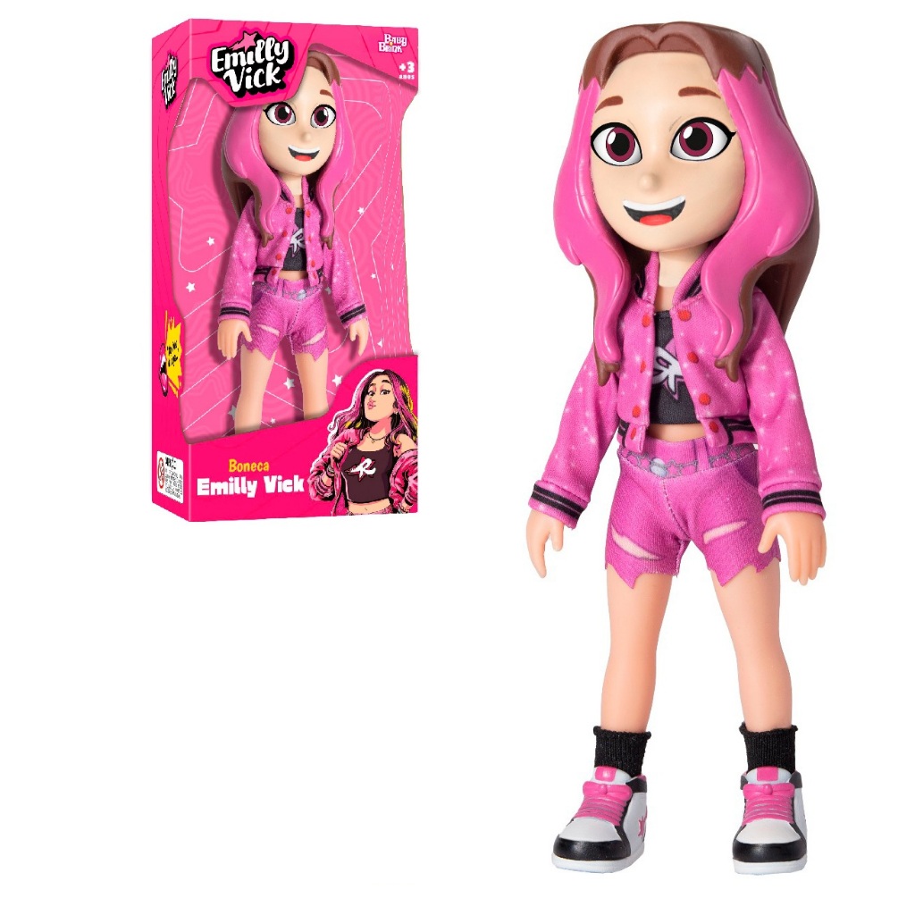 Boneca Youtube Emily Vick Dos Rosa 26cm - Novabrink 1270