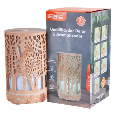Aromatizador Silencioso Umidificador Led Com Controle Remoto Cor Madeira Clara Bivolt