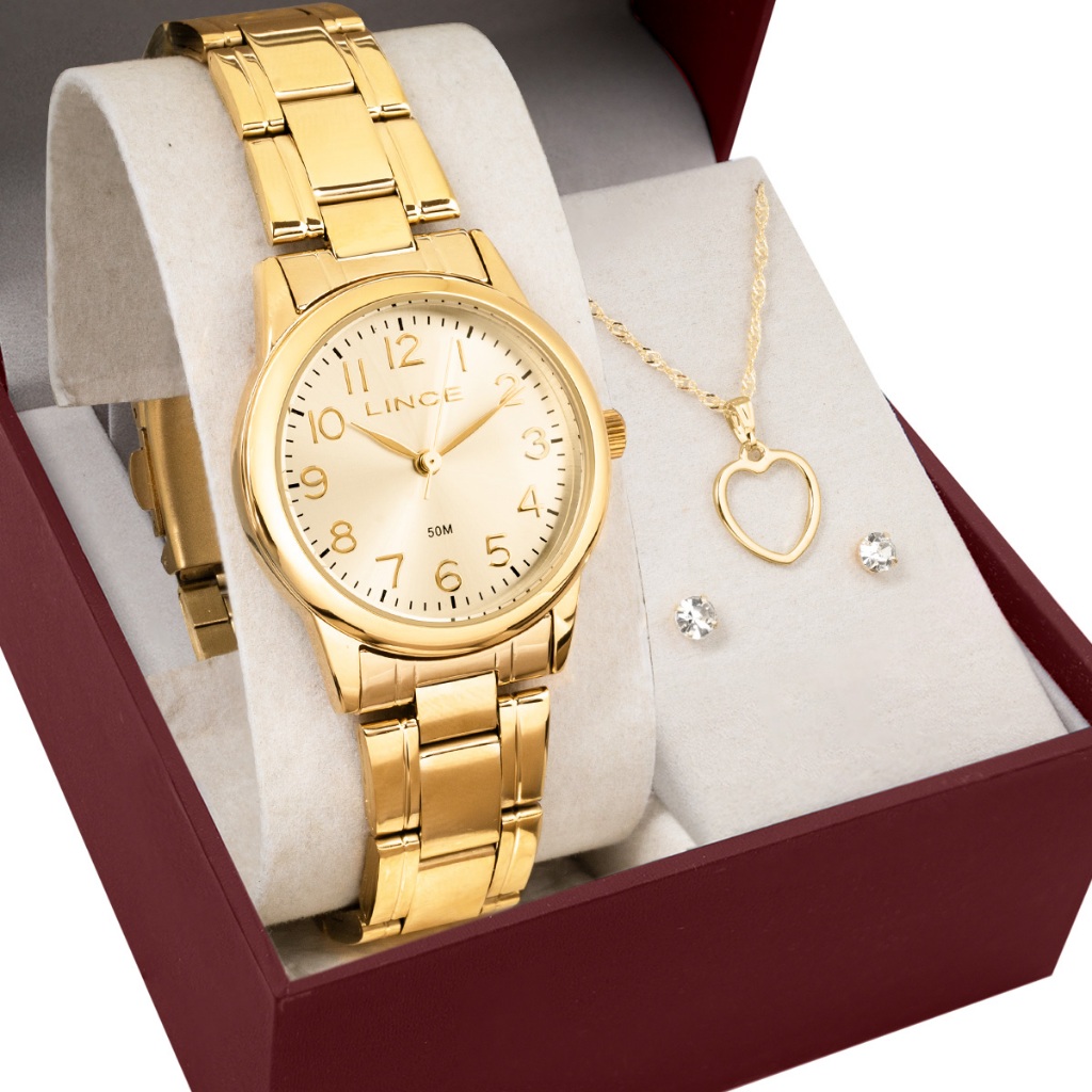 Kit Relógio Lince Feminino com Colar e Brincos LRGM033L30KBQIC2KX em Oferta na Shopee