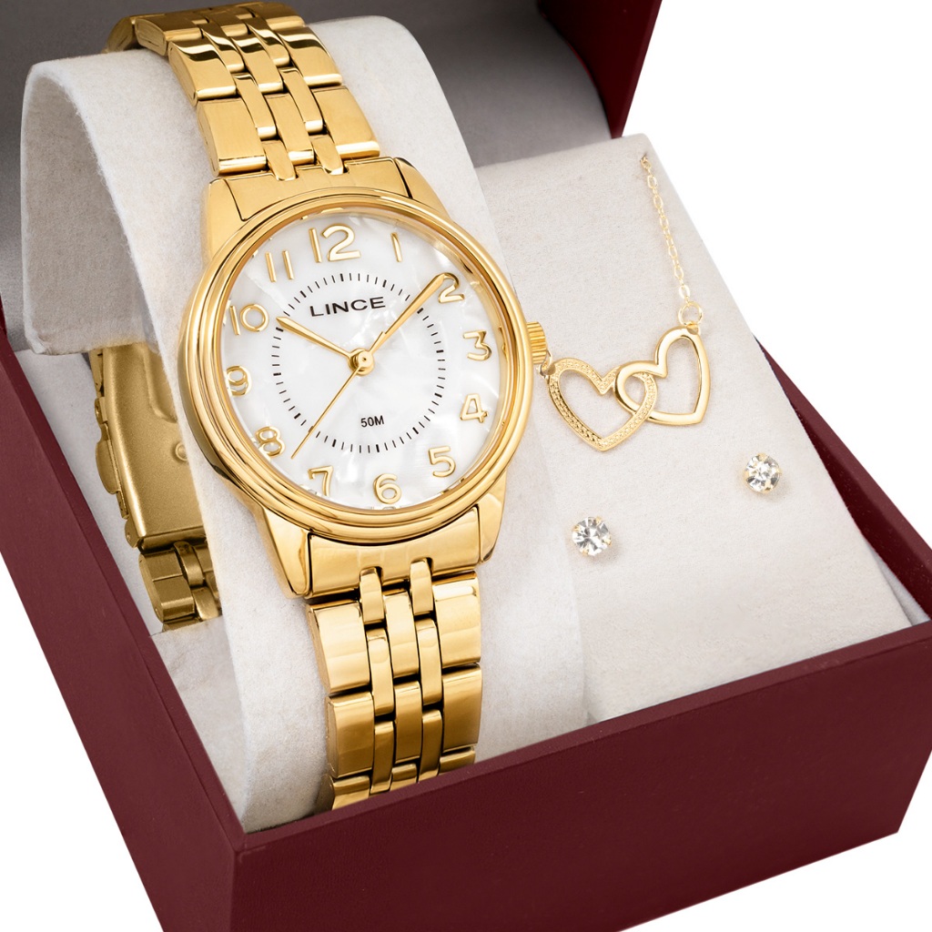 Kit Relógio Lince Feminino com Colar e Brincos LRGM027L32KBQGB2KX em Oferta na Shopee