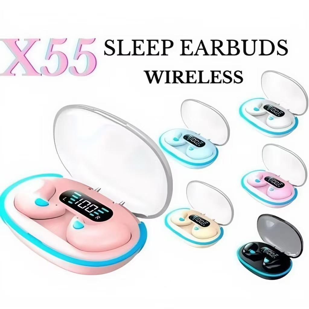 X55 Fones De Ouvido Para Dormir Mini Sem Fio Trabalho TWS Bluetooth Estéreo Com Microfone HD À Prova D'água em Oferta na Shopee