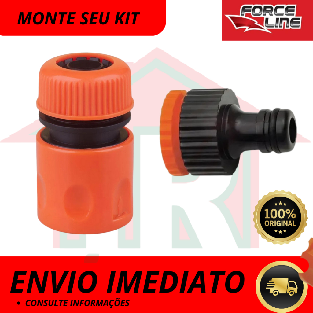 Engate Rápido Macho Fêmea Forceline 1/2-3/4 Adaptador Emenda Mangueira Esguicho em Oferta na Shopee