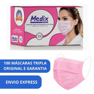Kit 2cx Mascara Tripla Descartavel Com Elástico Rosa 100un - Medix em Oferta na Shopee